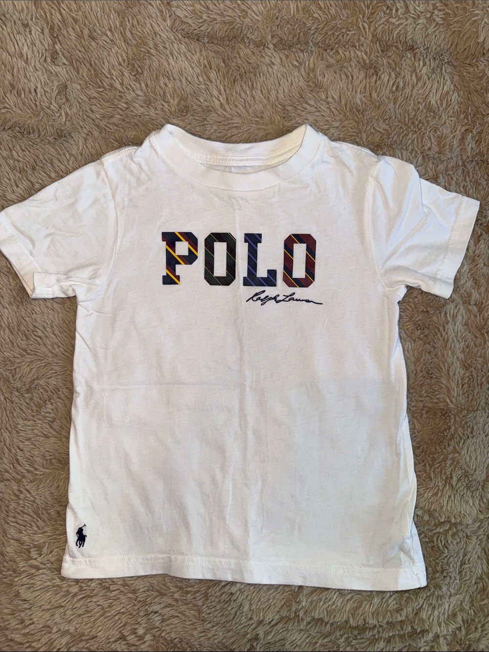 Polo by Ralph Lauren White Tee with Multicolor POLO Applique 3t
